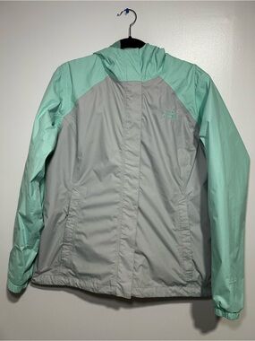 The North Face Zip Up Rain Jacket Womens M Mint Green DryVent Waterproof Hooded